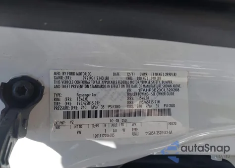 2012 Ford Focus S from USA, damaged, VIN 1FAHP3E23CL320268